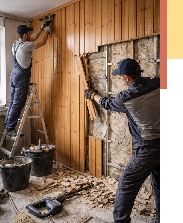 Демонтаж вагонки со стен в Новоалтайске от 1482 руб. — снятие, удаление, срочно | ОТДЕЛОЧНИК-Нвл