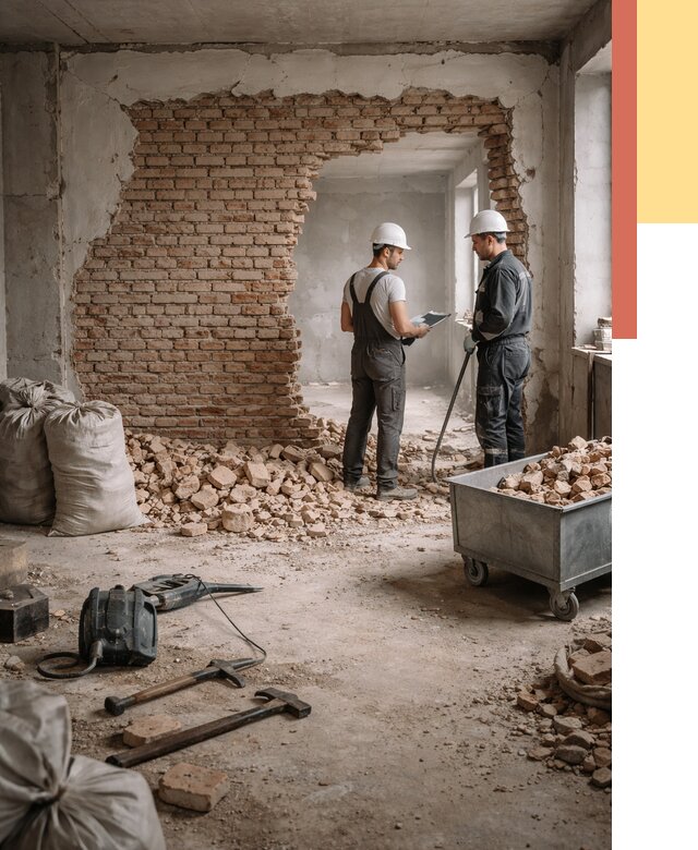 Демонтаж кирпичных стен в Новоалтайске от 4294 руб. — быстро, недорого, под ключ | ОТДЕЛОЧНИК-Нвл