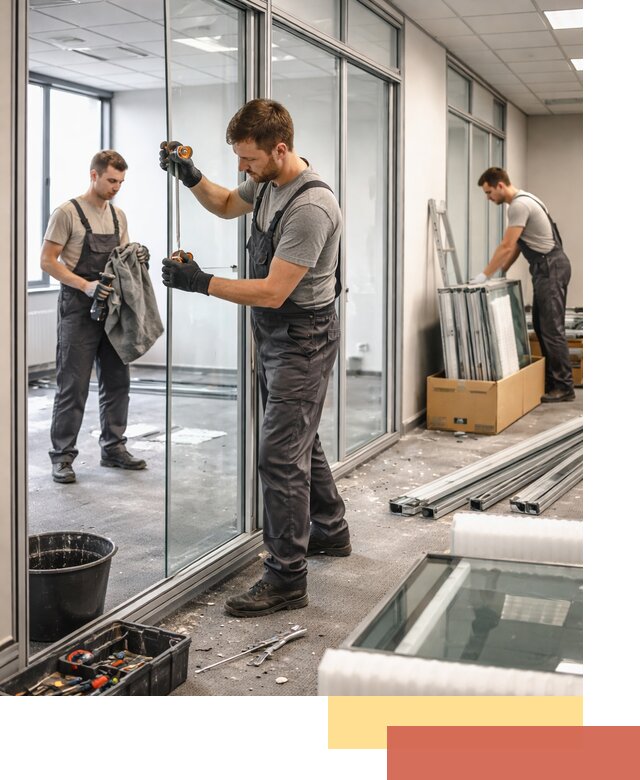 Демонтаж стеклянных перегородок в Новоалтайске быстро и безопасно