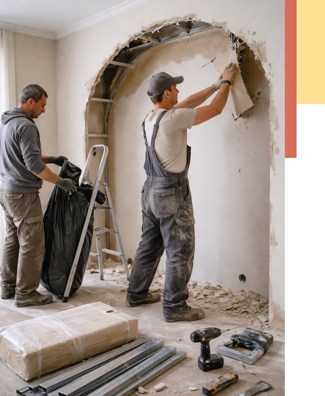 Демонтаж арки из гипсокартона в Новоалтайске от 3578 руб. — услуги под ключ | ОТДЕЛОЧНИК-Нвл