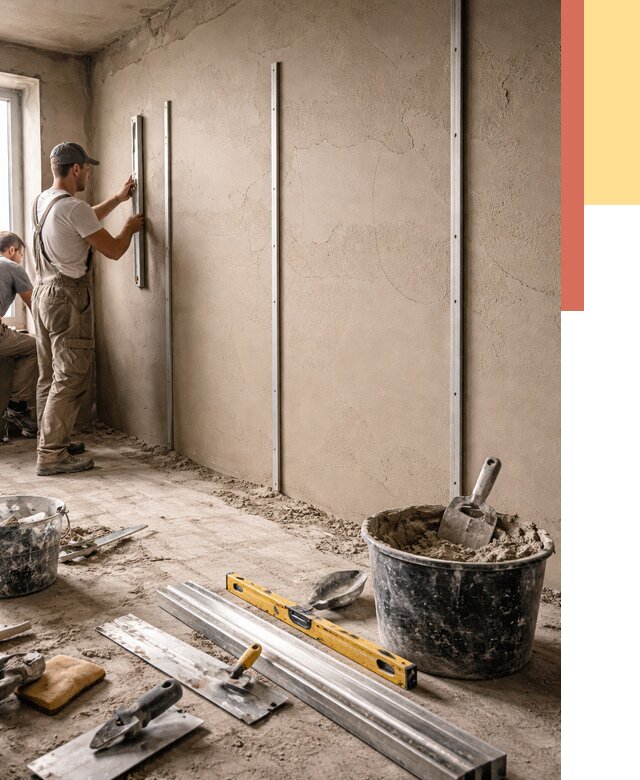 Штукатурка стен по маякам в Новоалтайске от 5623 руб./м² — выравнивание под ключ | ОТДЕЛОЧНИК-Нвл