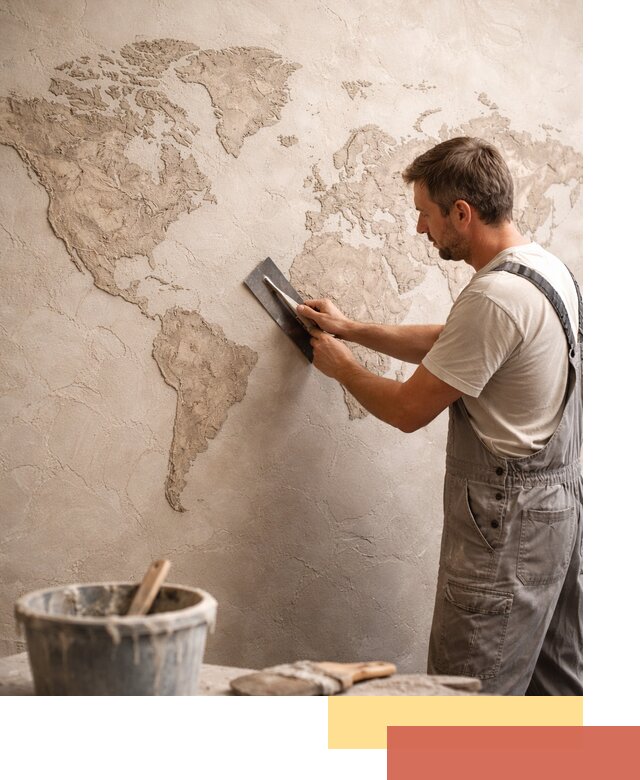 Декоративная штукатурка «Карта мира» под ключ в Новоалтайске