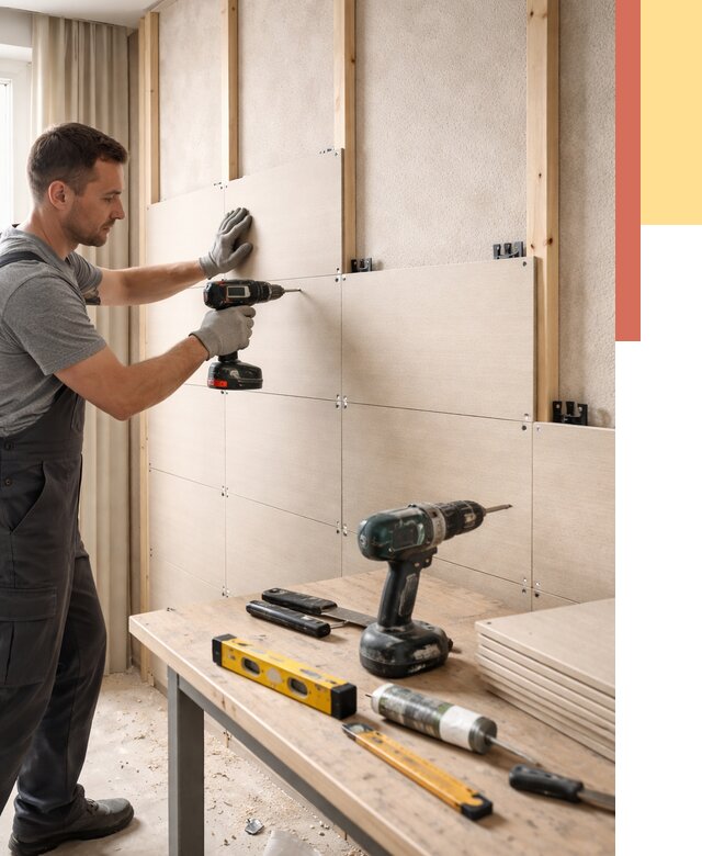 Монтаж МДФ панелей на стены в Новоалтайске от 1278 руб. под ключ | ОТДЕЛОЧНИК-Нвл