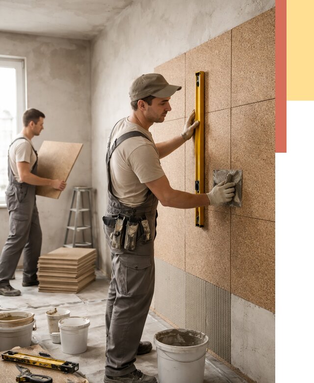 Монтаж пробковых панелей на стены в Новоалтайске от 3578 руб. — ОТДЕЛОЧНИК-Нвл