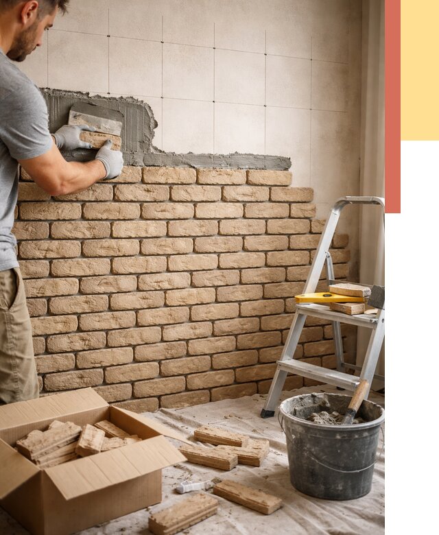 Монтаж декоративного кирпича в Новоалтайске от 3272 руб./м² — быстро и недорого | ОТДЕЛОЧНИК-Нвл