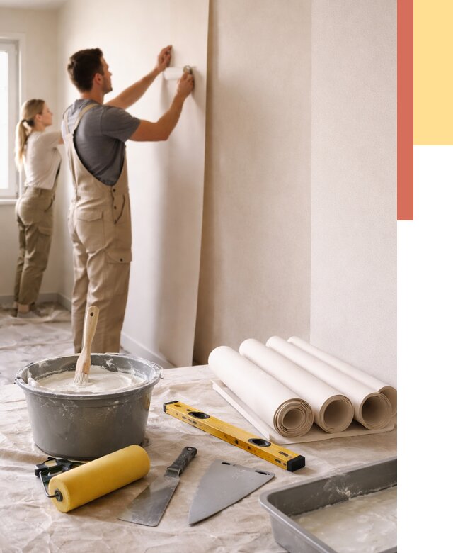 Поклейка бумажных обоев в Новоалтайске от 5623 руб./м2 — быстро и недорого | ОТДЕЛОЧНИК-Нвл