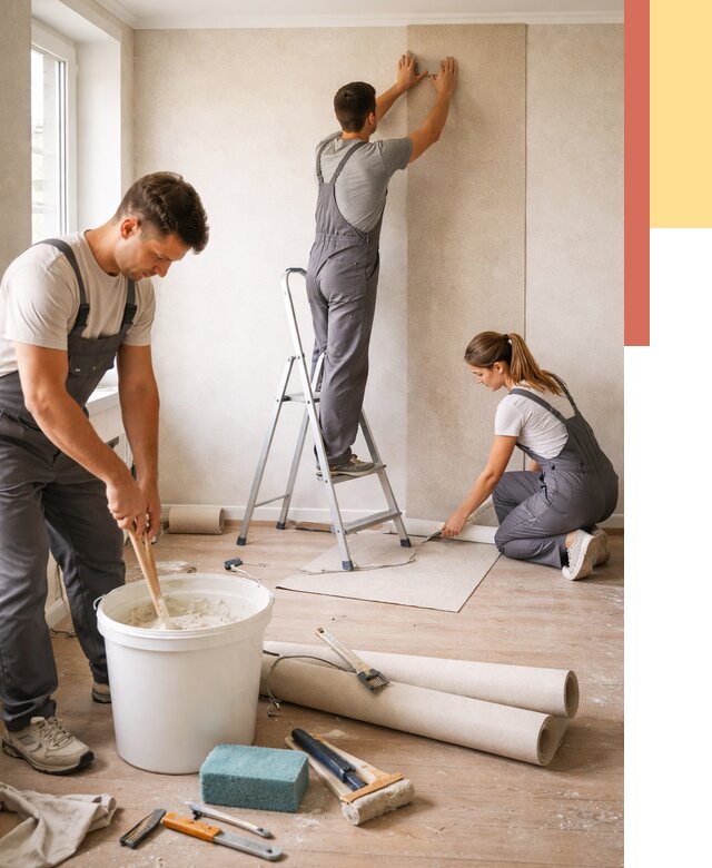 Оклейка стен обоями в Новоалтайске от 3578 руб/м2 — быстро и недорого | ОТДЕЛОЧНИК-Нвл