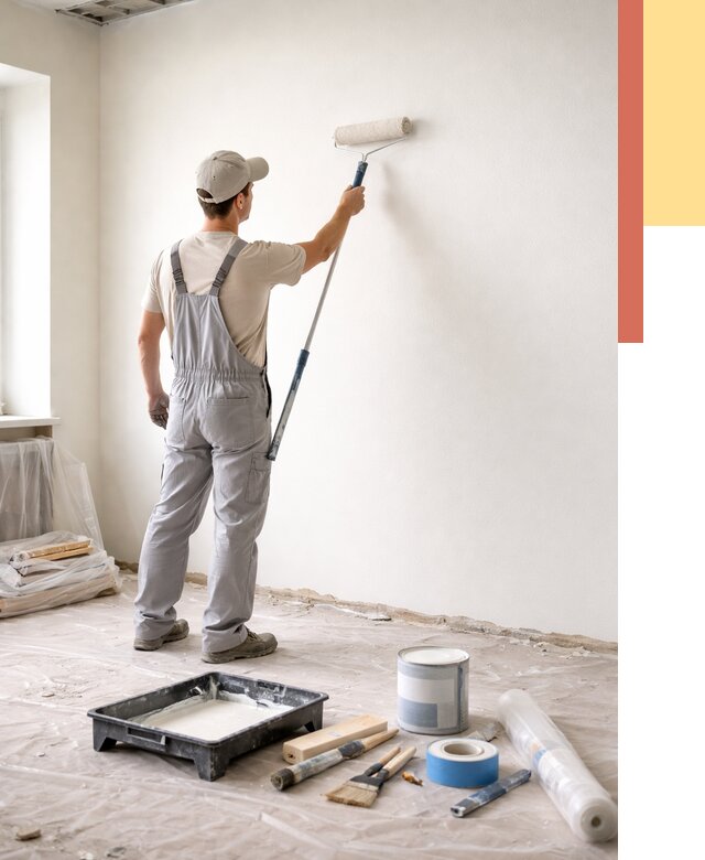 Покраска стен водоэмульсионной краской в Новоалтайске от 460 руб. за м² | ОТДЕЛОЧНИК-Нвл