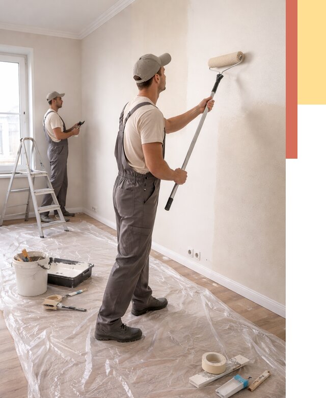 Покраска стен акриловой краской в Новоалтайске от 3578 руб./м² — быстро и недорого | ОТДЕЛОЧНИК-Нвл