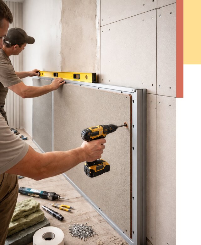 Шумоизоляция стен панелями ЗИПС в Новоалтайске от 2249 руб./м² под ключ | ОТДЕЛОЧНИК-Нвл