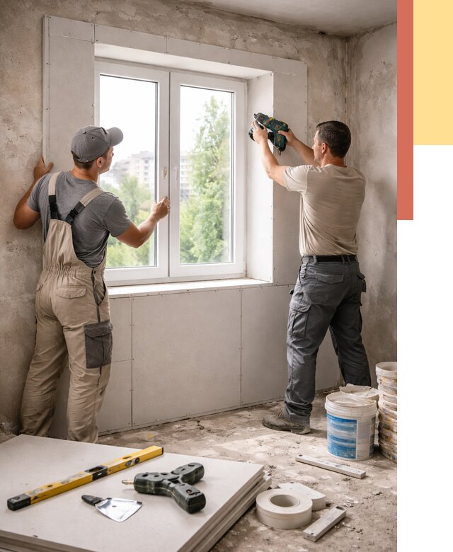 Монтаж откосов из гипсокартона в Новоалтайске от 4601 руб. под ключ | ОТДЕЛОЧНИК-Нвл