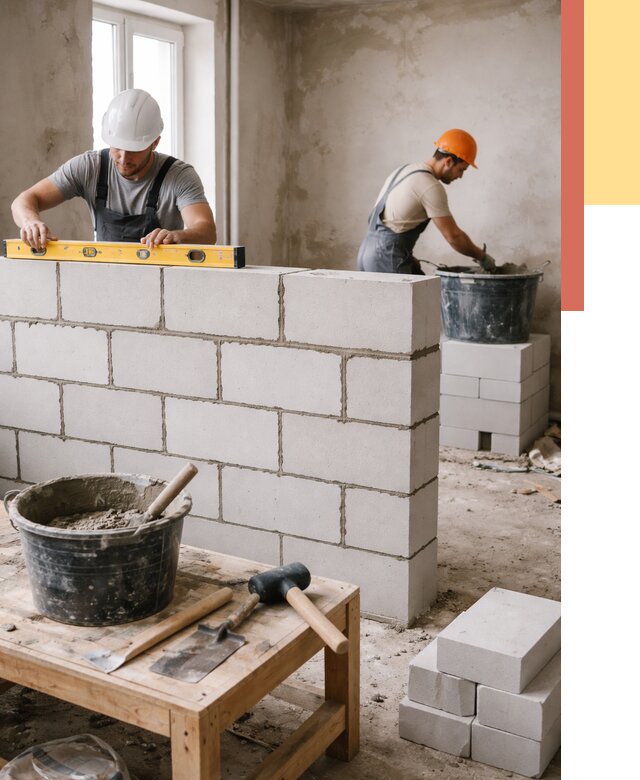 Кладка перегородок из газобетона в Новоалтайске от 3272 руб. под ключ | ОТДЕЛОЧНИК-Нвл