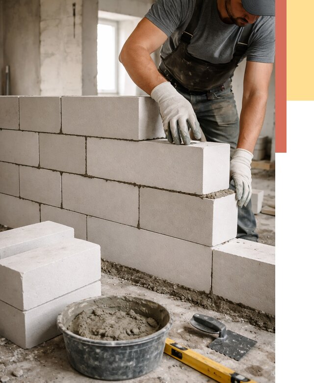 Кладка перегородок из силикатного блока в Новоалтайске от 4090 руб. под ключ | ОТДЕЛОЧНИК-Нвл