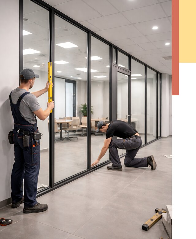 Каркасные стеклянные перегородки в Новоалтайске под ключ от 9406 руб. | ОТДЕЛОЧНИК-Нвл