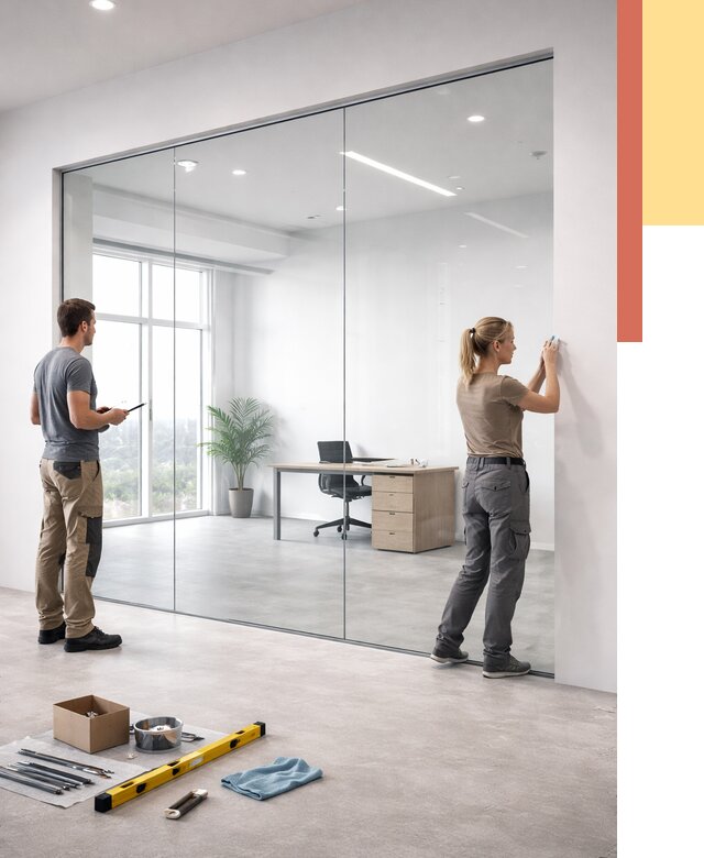 Перегородки из закаленного стекла в Новоалтайске от 9713 руб. под ключ | ОТДЕЛОЧНИК-Нвл