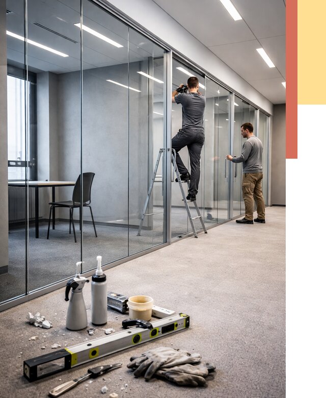 Стеклянные офисные перегородки в Новоалтайске от 8690 руб. — монтаж и установка | ОТДЕЛОЧНИК-Нвл