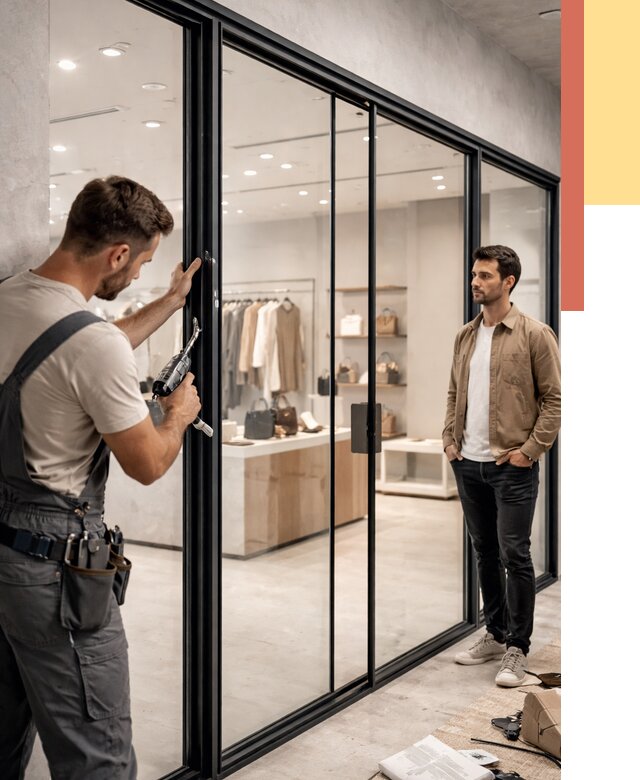 Стеклянные перегородки для магазинов в Новоалтайске от 8384 руб. под ключ | ОТДЕЛОЧНИК-Нвл