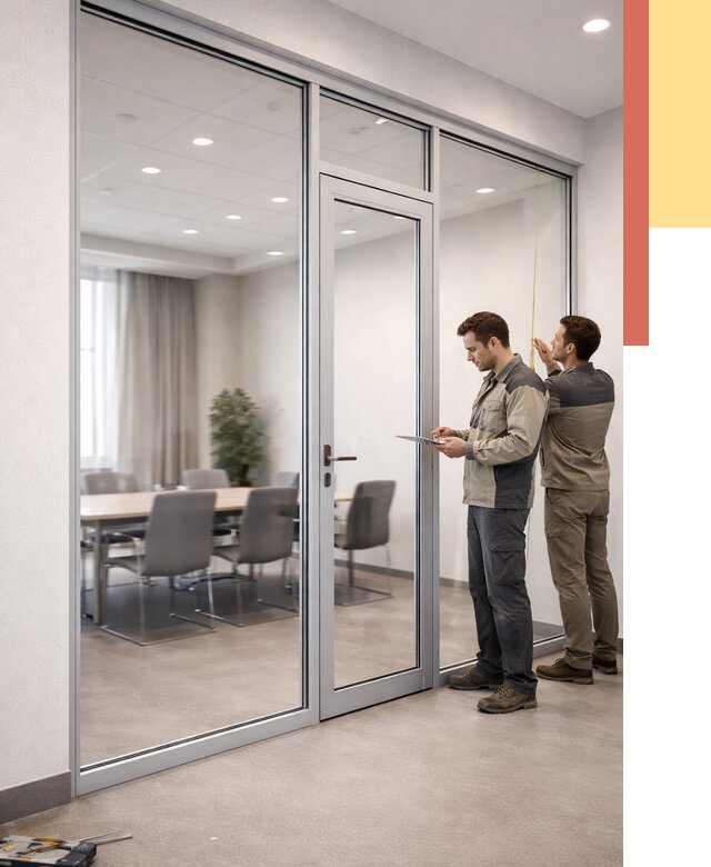 Установка и монтаж алюминиевых перегородок со стеклом в Новоалтайске от 8384 руб. | ОТДЕЛОЧНИК-Нвл