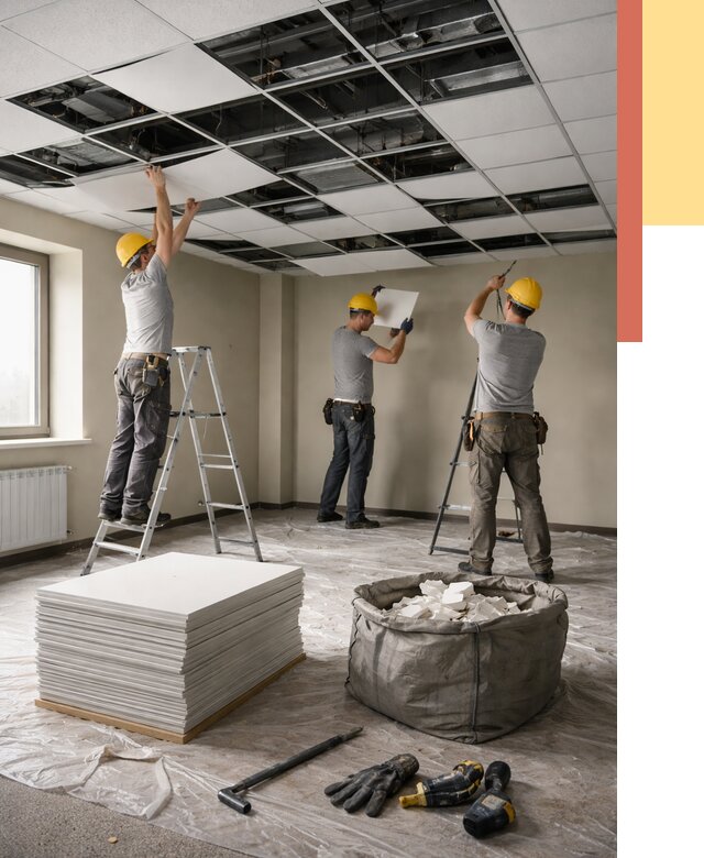 Демонтаж потолка Армстронг в Новоалтайске от 4601 руб. быстро и недорого | ОТДЕЛОЧНИК-Нвл