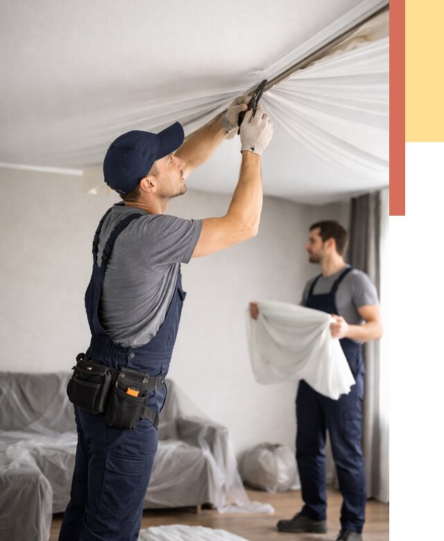 Демонтаж натяжного потолка в Новоалтайске от 4601 руб. — снятие и разбор под ключ | ОТДЕЛОЧНИК-Нвл