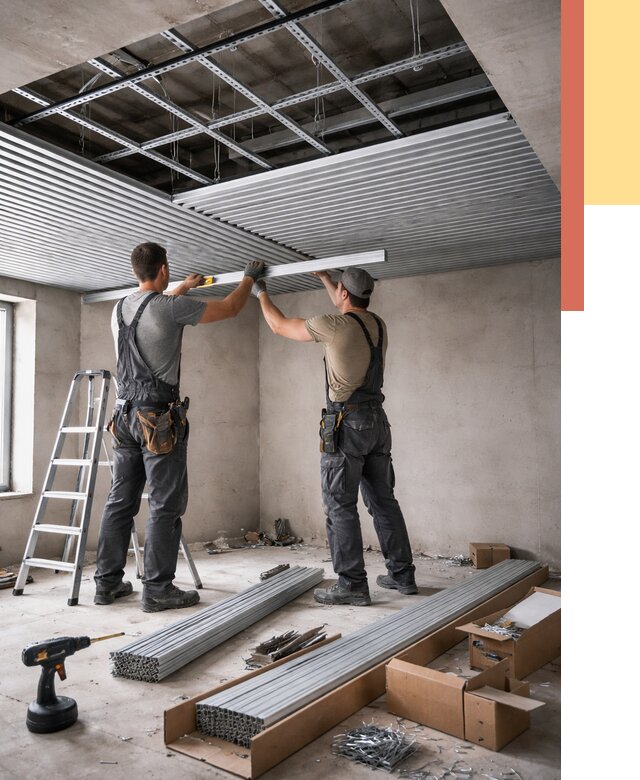 Монтаж реечного потолка в Новоалтайске от 4601 руб. под ключ | ОТДЕЛОЧНИК-Нвл