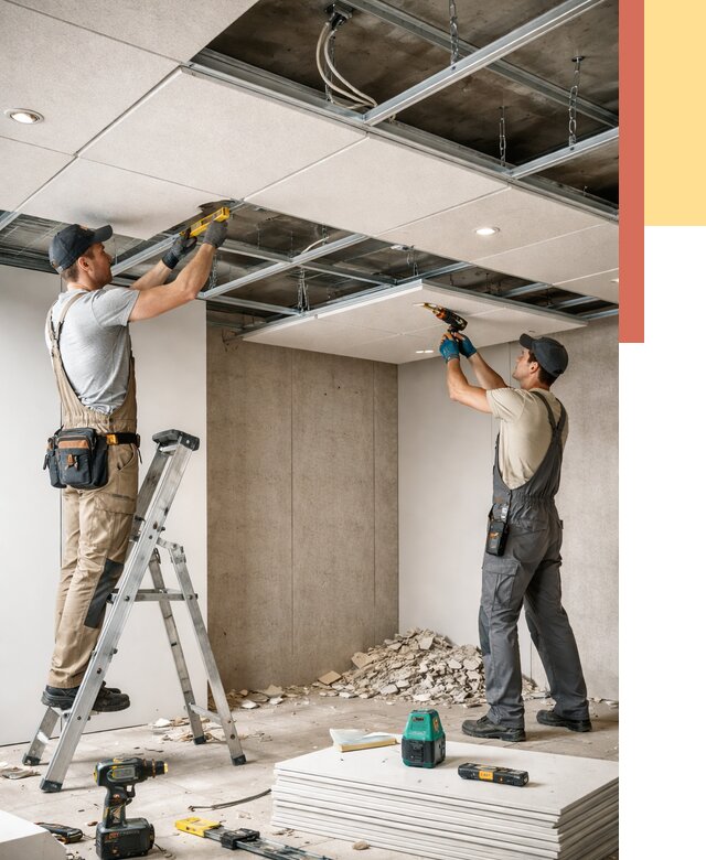 Монтаж акустического потолка в Новоалтайске от 6646 руб/м2 — быстро и недорого | ОТДЕЛОЧНИК-Нвл