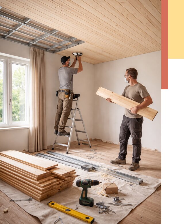 Монтаж потолка из вагонки в Новоалтайске от 6646 руб. | Быстро и недорого — ОТДЕЛОЧНИК-Нвл