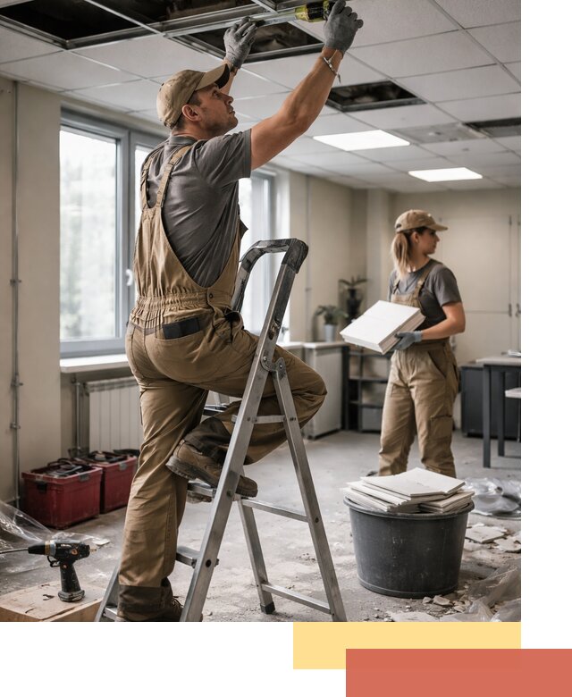 Ремонт потолка Армстронг и замена плит в Новоалтайске