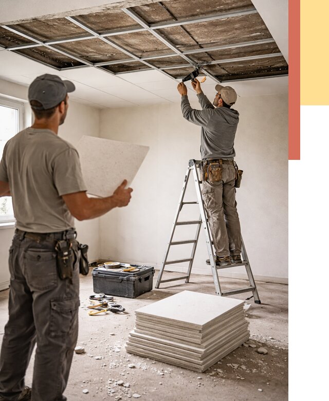 Замена плит подвесного потолка в Новоалтайске от 1789 руб. быстро и недорого | ОТДЕЛОЧНИК-Нвл