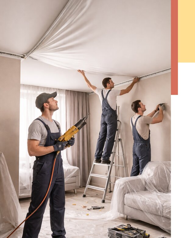 Установка натяжного потолка в Новоалтайске от 4601 руб. | Быстро и недорого — ОТДЕЛОЧНИК-Нвл