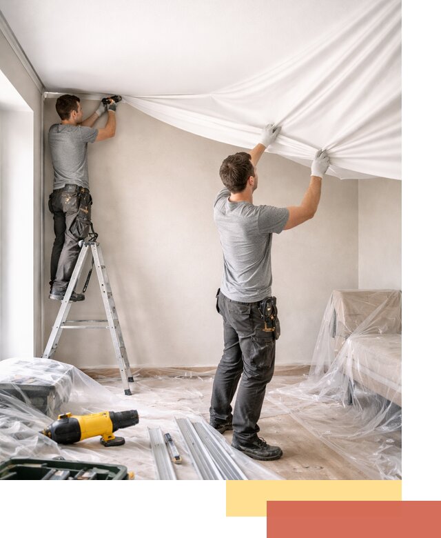 Монтаж тканевого натяжного потолка в Новоалтайске недорого и быстро