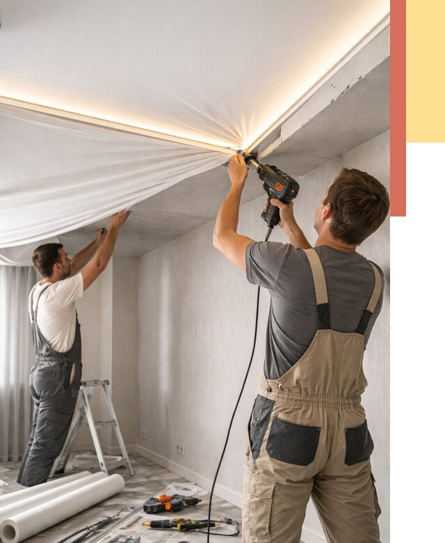 Монтаж натяжного потолка с подсветкой в Новоалтайске от 971 руб. | ОТДЕЛОЧНИК-Нвл