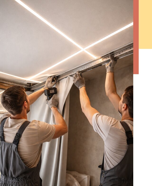 Монтаж натяжного потолка со световыми линиями в Новоалтайске от 1227 руб. | ОТДЕЛОЧНИК-Нвл