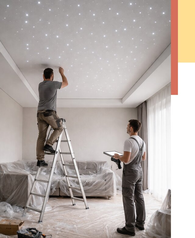 Монтаж натяжного потолка «звездное небо» в Новоалтайске от 6646 руб. | ОТДЕЛОЧНИК-Нвл