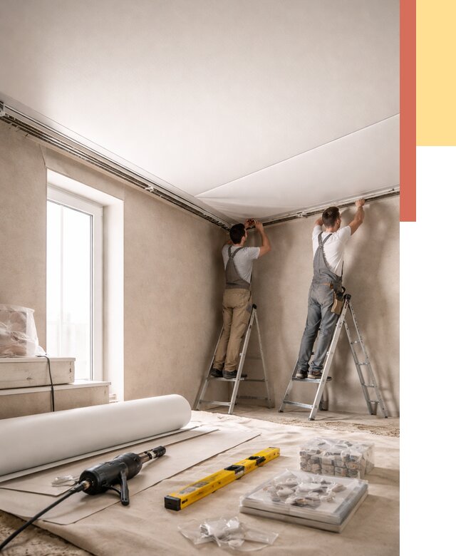 Монтаж натяжного потолка в спальне в Новоалтайске от 3885 руб. под ключ | ОТДЕЛОЧНИК-Нвл