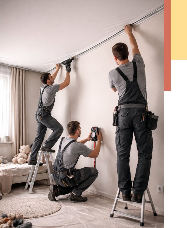 Монтаж натяжного потолка в детской в Новоалтайске от 3578 руб. — быстро и недорого | ОТДЕЛОЧНИК-Нвл