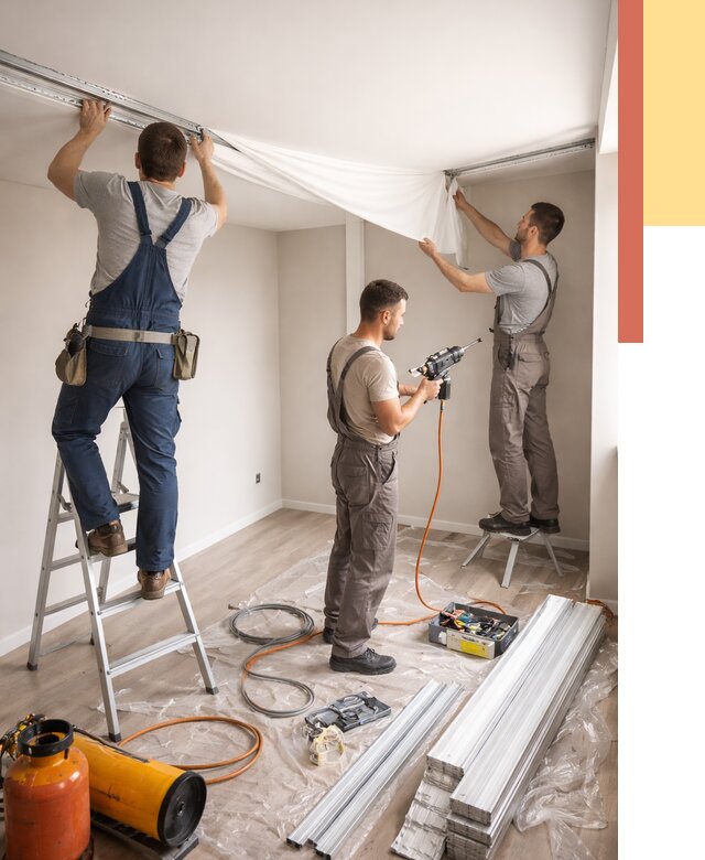 Монтаж натяжного потолка в студии в Новоалтайске от 5623 руб. — быстро и недорого | ОТДЕЛОЧНИК-Нвл