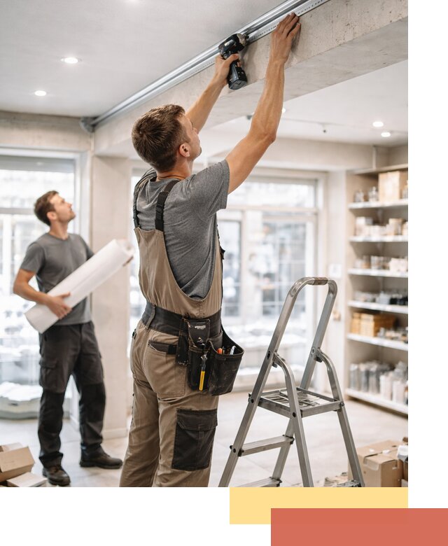 Монтаж натяжных потолков в магазине в Новоалтайске