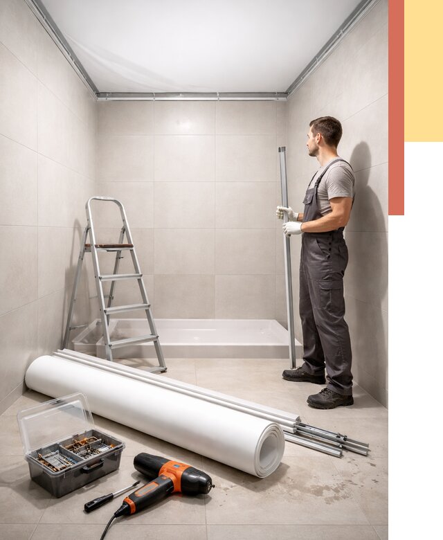 Монтаж натяжного потолка в санузле в Новоалтайске от 1891 руб. — ОТДЕЛОЧНИК-Нвл