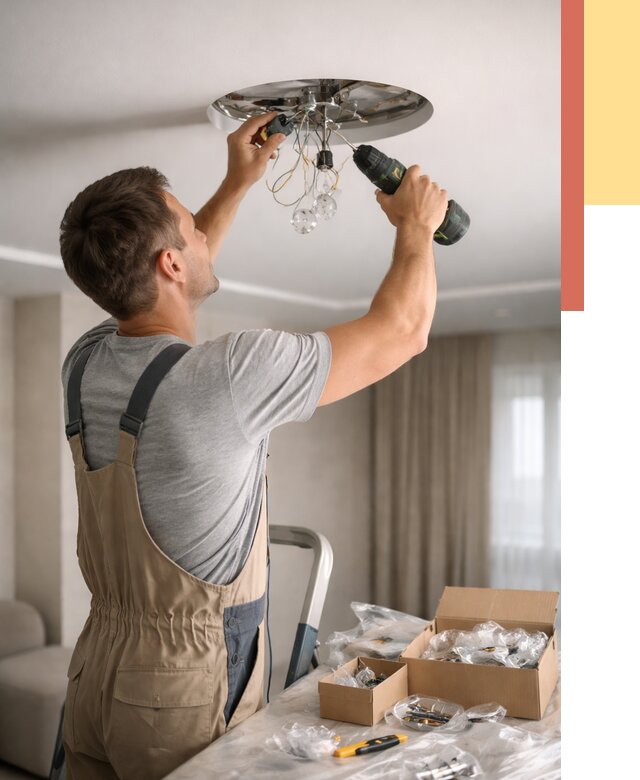 Установка люстры в натяжной потолок в Новоалтайске от 1227 руб. | Быстро и недорого — ОТДЕЛОЧНИК-Нвл