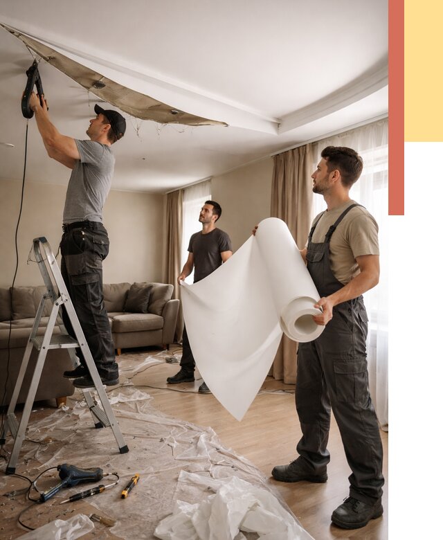 Замена полотна натяжного потолка в Новоалтайске от 9713 руб. быстро и недорого | ОТДЕЛОЧНИК-Нвл