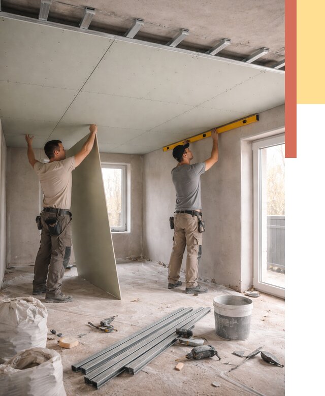 Одноуровневый потолок из гипсокартона в Новоалтайске от 767 руб. — монтаж под ключ | ОТДЕЛОЧНИК-Нвл