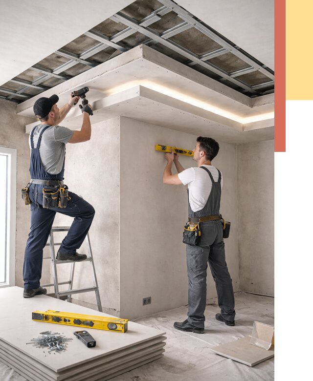 Двухуровневый потолок из гипсокартона в Новоалтайске от 1482 руб. под ключ | ОТДЕЛОЧНИК-Нвл