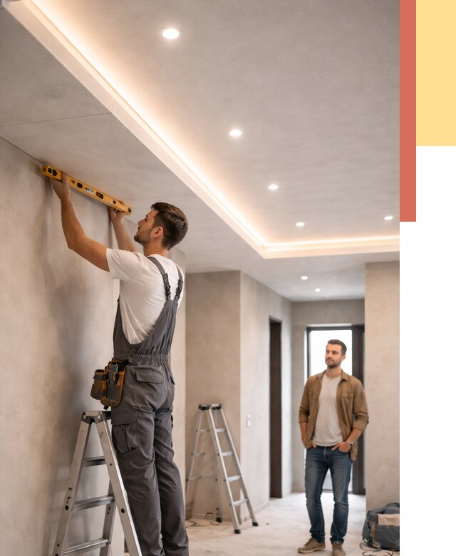 Потолок из гипсокартона с подсветкой в Новоалтайске от 767 руб./м2 под ключ | ОТДЕЛОЧНИК-Нвл