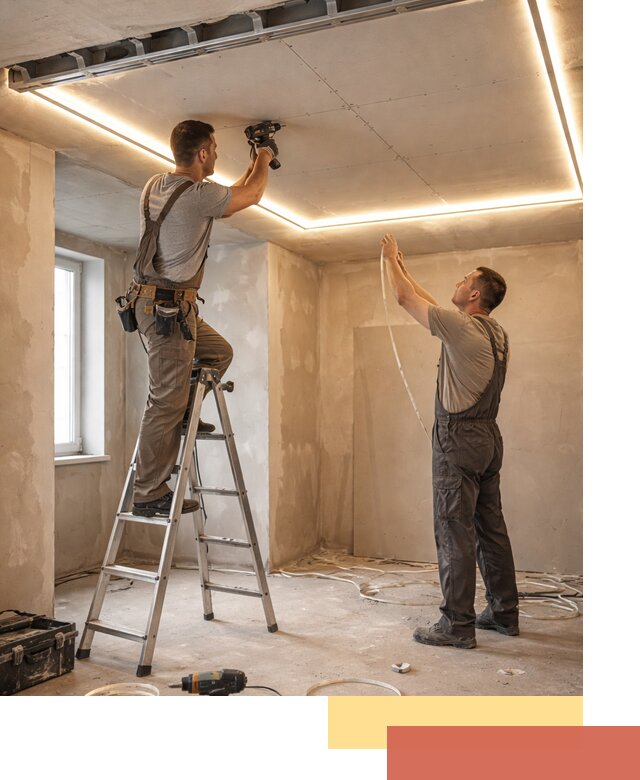 Потолок из гипсокартона с подсветкой в Новоалтайске