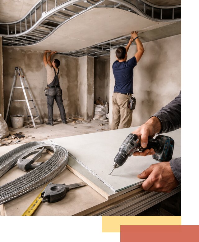 Криволинейный потолок из гипсокартона в Новоалтайске — монтаж и отделка