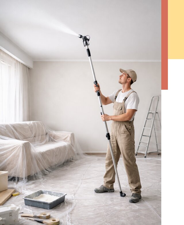 Покраска потолка краскопультом в Новоалтайске от 4601 руб. быстро и недорого | ОТДЕЛОЧНИК-Нвл