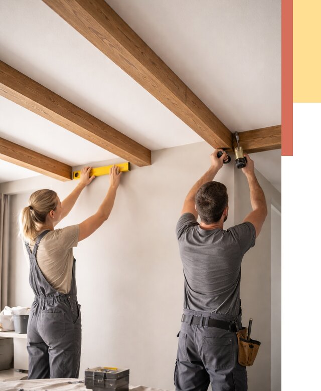 Монтаж декоративных балок на потолок в Новоалтайске от 4294 руб. — ОТДЕЛОЧНИК-Нвл